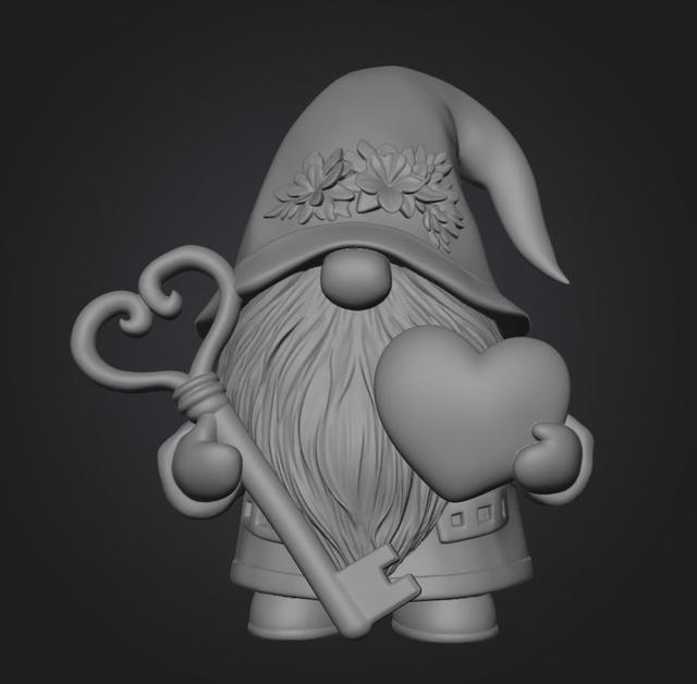 Gnome with Heart and Key 3D model thumbnail