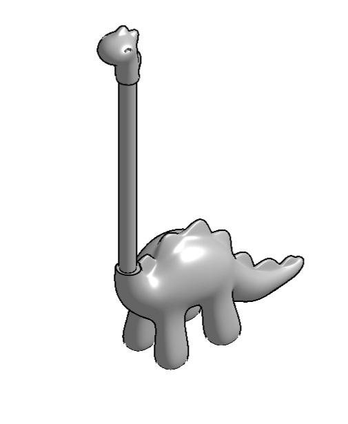 Cute Dino Paper towel holder 3D model thumbnail