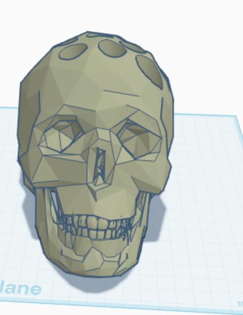 Low Poly Skull Pencil Holder 3D model thumbnail