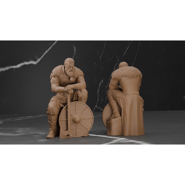 Thoughtful Viking - Fantasy Warrior Mini 3D model thumbnail