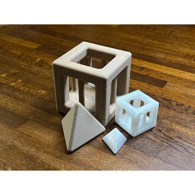 “Pyramid in Cube” Puzzle for Children (Child-Safe Design) 3D model thumbnail