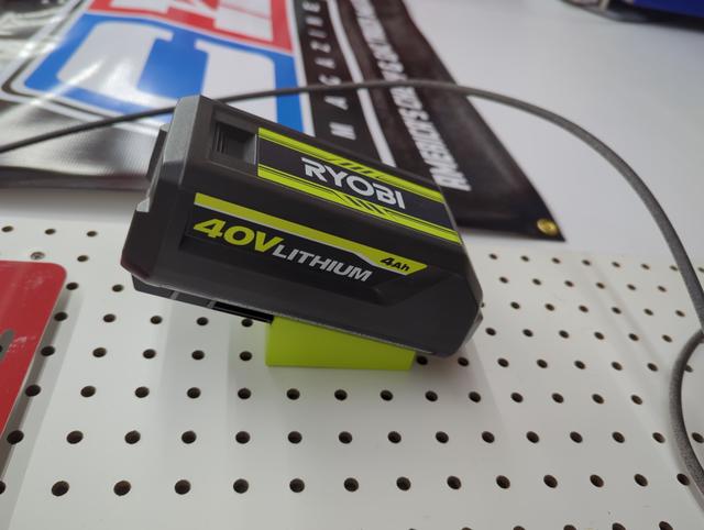 Ryobi 40V battery pegboard holder 3D model thumbnail