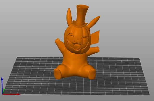 Pikachu with pumpkin mask 3D model thumbnail