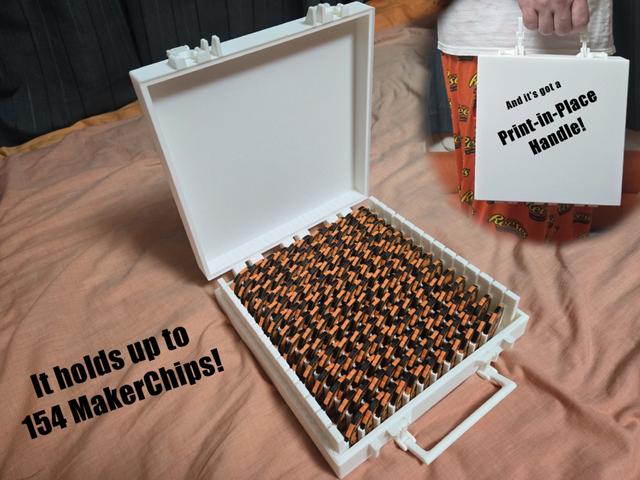 MakerChip Carrying Case with Print-in-Place Handle 3D model thumbnail