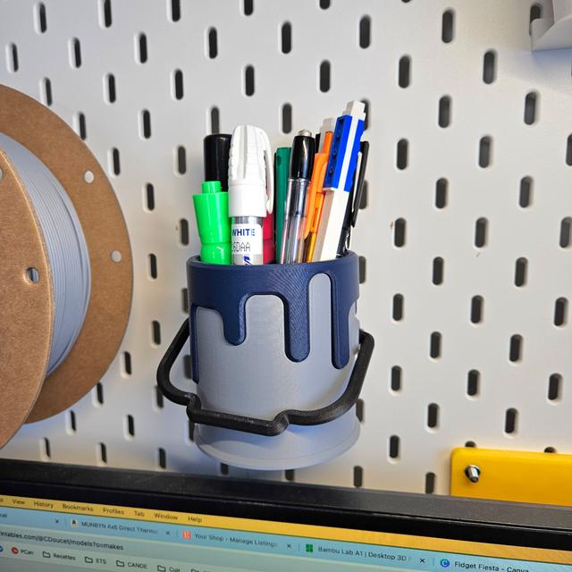Universal Mount Skadis Drippy Bucket (No supports needed) 3D model thumbnail
