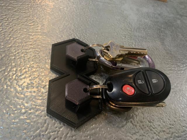 Modern Key Hanger - 2 key rings hung w/magnets 3D model thumbnail