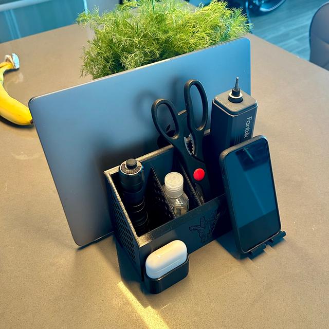 Desk Organizer with Laptop stand, iPhone stand, Airpods holder. 3D model thumbnail