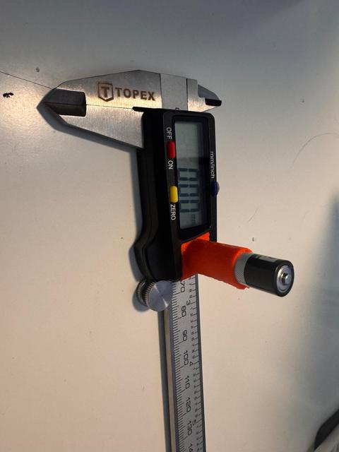 Angled caliper lid with added slot for AAA battery 3D model thumbnail