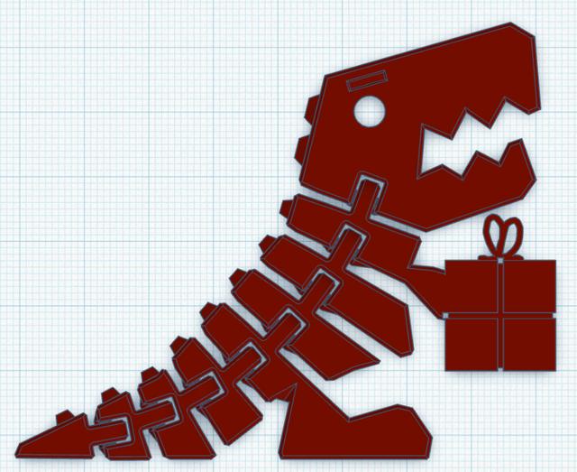 Christmas Dino (grooved) 3D model thumbnail