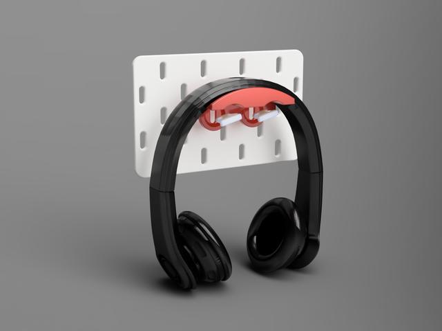 Ikea Skadis Headphones Mount 3D model thumbnail