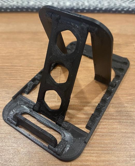 Phone Stand - Flat fold - Print in place! Fixed hinges 3D model thumbnail