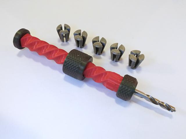 Push Drill with Collet Chuck and One-Way Clutch 3D model thumbnail