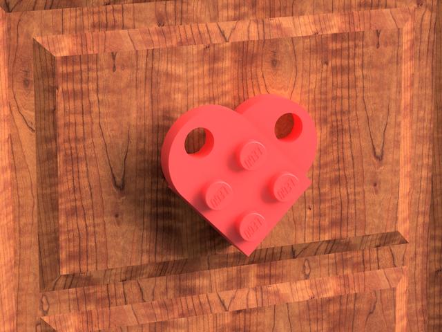 Lego heart wall decor with hook 3D model thumbnail
