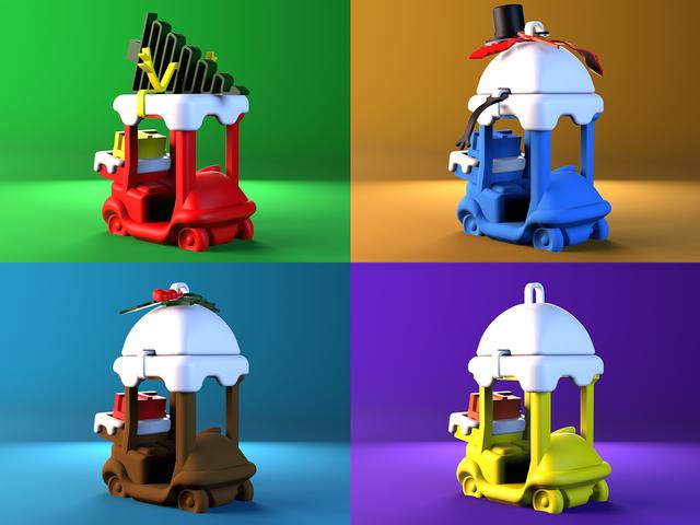 Snow E3D Buggy Decorations 3D model thumbnail