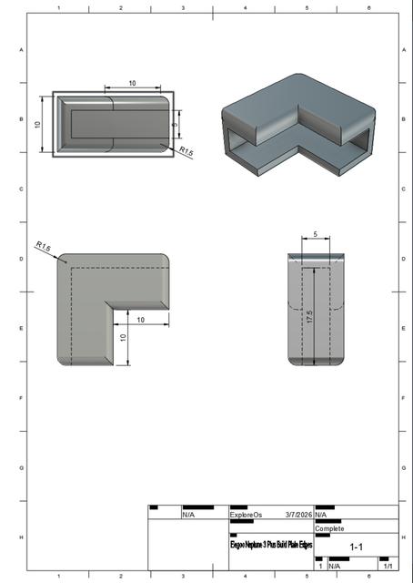 Elegoo Neptune 3 Plus Build Plate Edges 3D model thumbnail