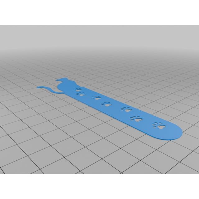 Solid Cat Bookmark with Pawprints 3D model thumbnail