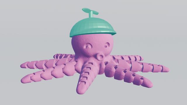octopus with propellor cap 3D model thumbnail