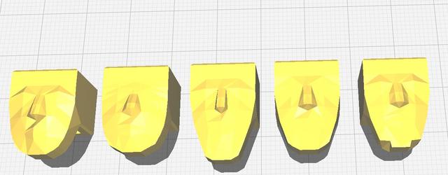 Lucky 13 set of low poly faces 5 pcs 3D model thumbnail