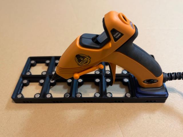 Gridfinity Gorilla Dual Temp Mini Hot Glue Gun Base Converter 3D model thumbnail