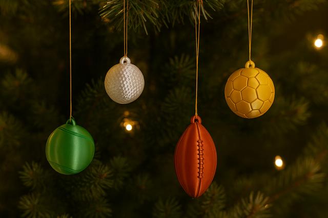 Sports Ball Ornaments - Football Tennis Golf Soccer 3D model thumbnail