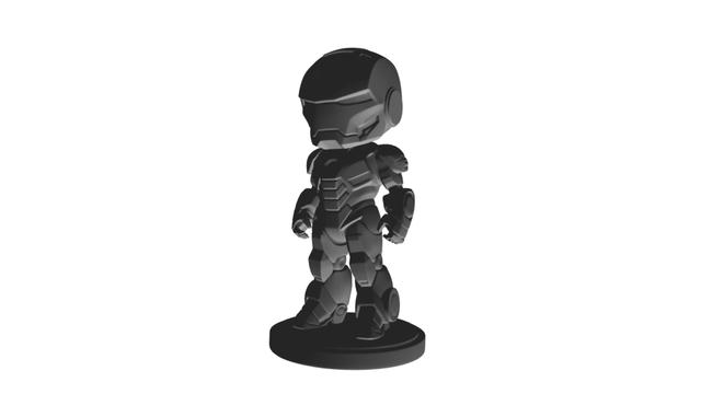 Chibi Iron Man with base plate 3D model thumbnail