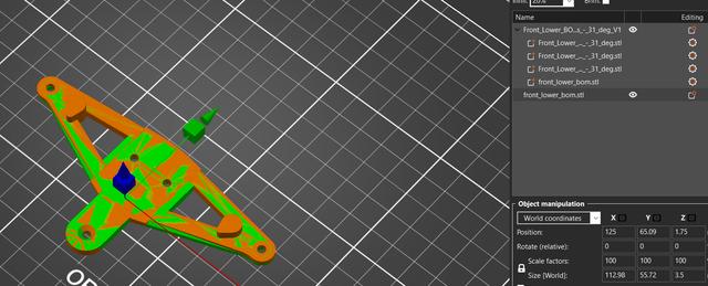 2017 OpenRC F1 Front Lower BOM with steering limiters 3D model thumbnail