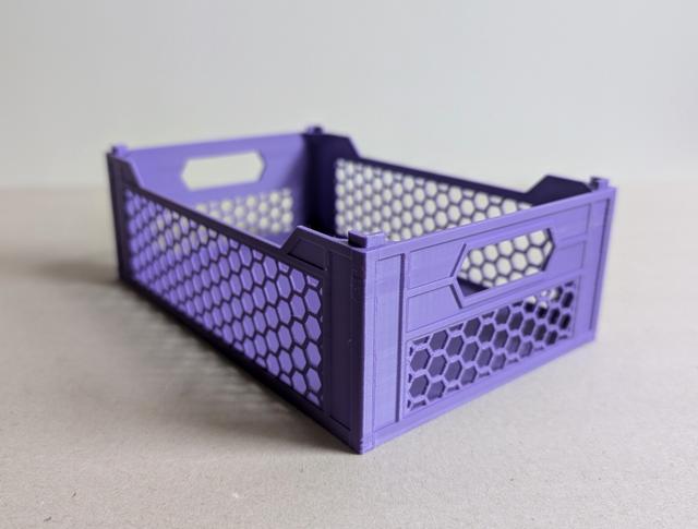 Stackable Crate Plus - Honeycomb Edition (less material) | REMIX 3D model thumbnail