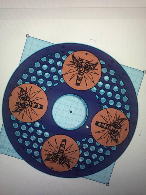 Improved Bambu Lab Reusable Spool Holder The Witcher cívka 3D model thumbnail