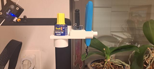 Ender 3 v3 SE/KE storage with glue holder (Revell Contacta Liquid) 3D model thumbnail