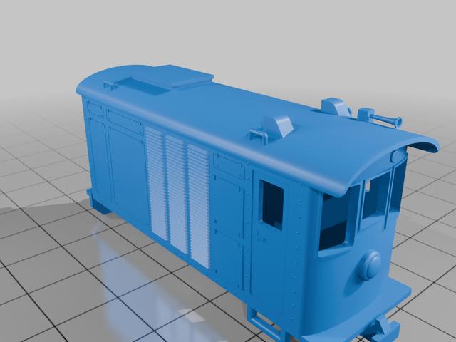 Narrow gauge battery locomotive for 009 of H0e railway 3D model thumbnail