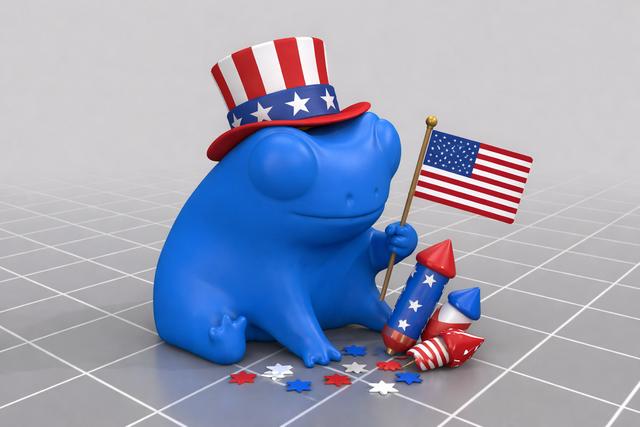 4th of July frog  3D model thumbnail