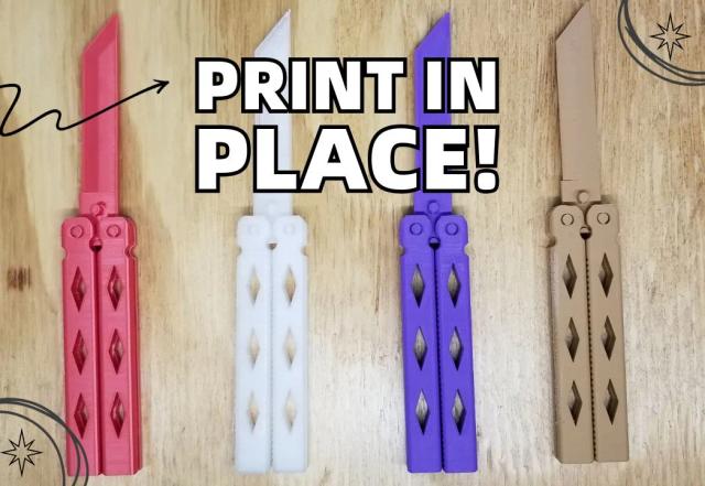Butterfly Knife - Print in Place 3D model thumbnail