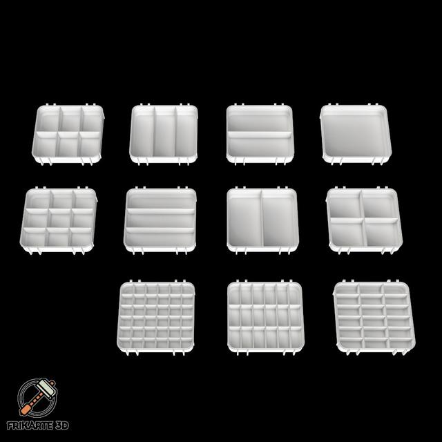 Pack of Tool Box Bases with Compartments 3D model thumbnail