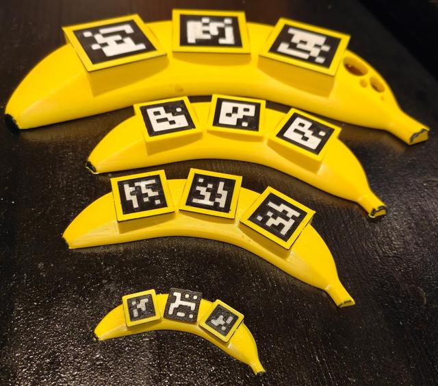 Banana themed ARUCO and April codes, embossed 3D model thumbnail