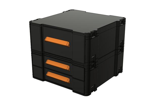 Drawer Box set 23x23cm fitting a Bambulabs printbed 3D model thumbnail