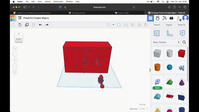 Lockable box with Benchy key 3D model thumbnail