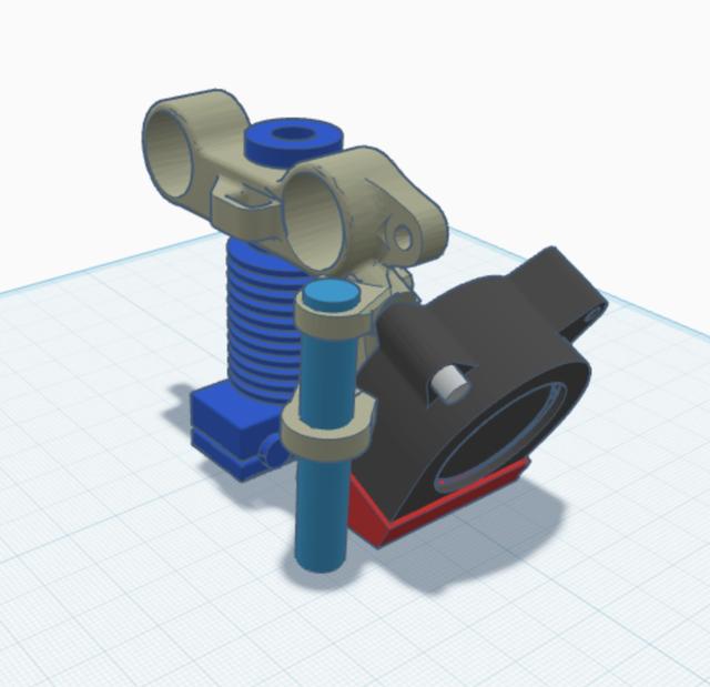 Daemon X+ Axis Hotend Carrier with 8mm Pinda Inductive Sensor Mount 3D model thumbnail
