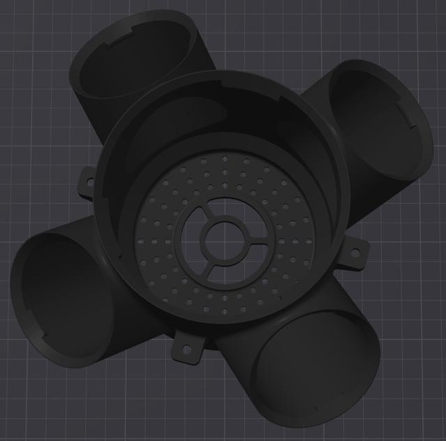 Hydroponics Module 4-way NOT hollow; has diffuser 3D model thumbnail