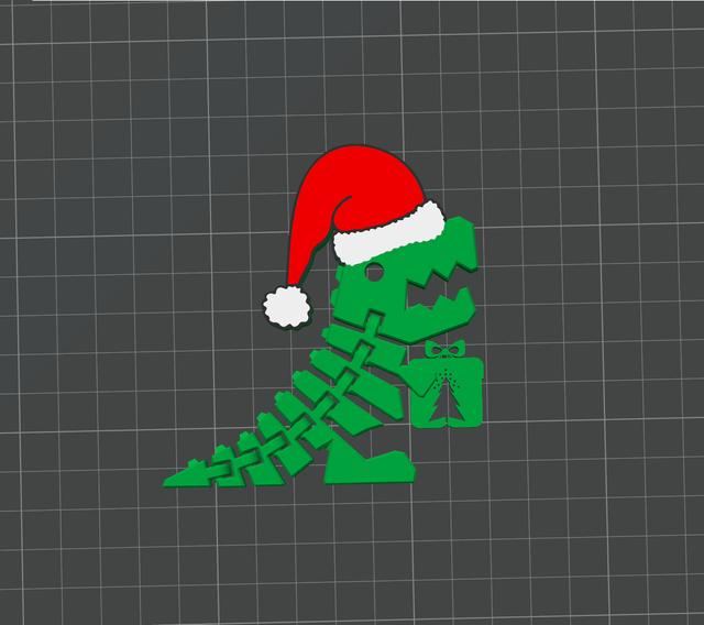 Flexi christmas dino 3D model thumbnail