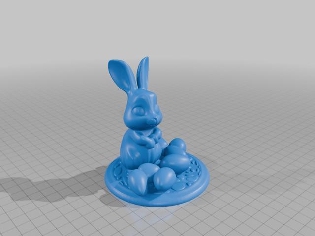 Easter Bunny with Eggs 3D model thumbnail
