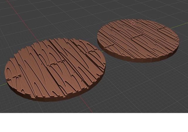Miniature base 30mm wooden planks 3D model thumbnail