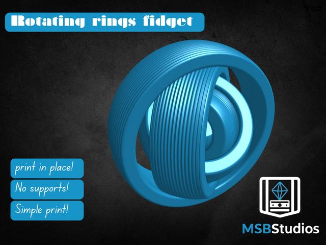 textured rotating rings fidget toy 3D model thumbnail