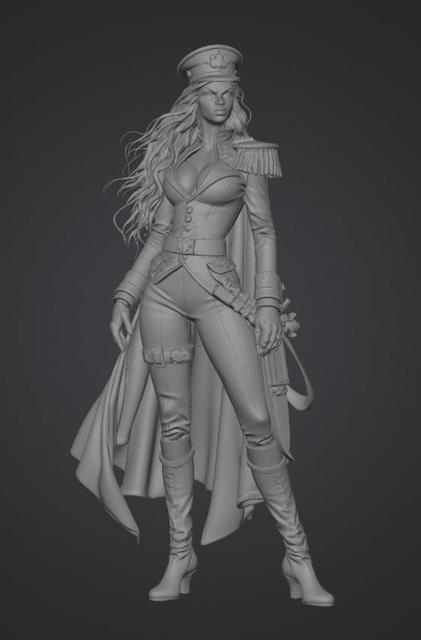 Crimson Captain Girl 3D model thumbnail