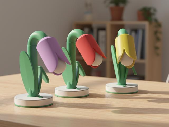  Flower Tulip Lamp E27 - Multi Part 3D model thumbnail