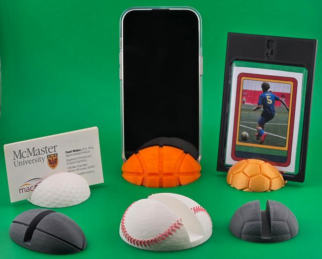 Sports Ball Phone Photo Card Stand Holder Set - Football Basketball Golf Baseball and more 3D model thumbnail