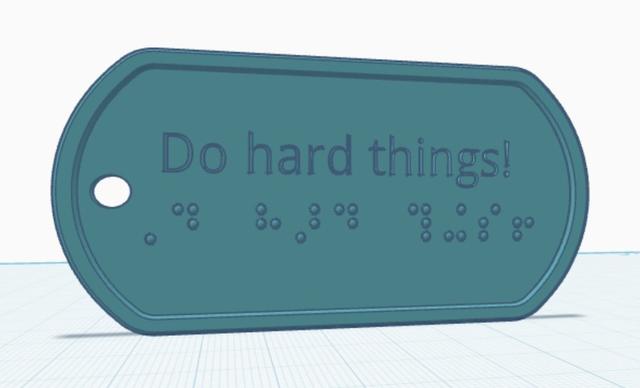 "Do Hard Things!" Motivational Braille Keychain 3D model thumbnail