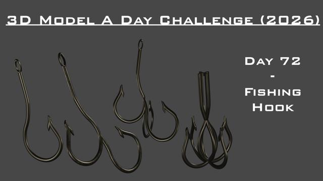Model A Day Challenge - Day 72 - Fishing Hook 3D model thumbnail