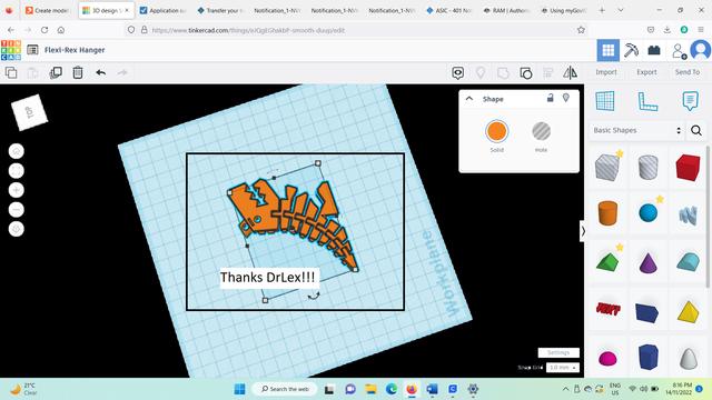 Flexi-Rex with Hanger Loop 3D model thumbnail