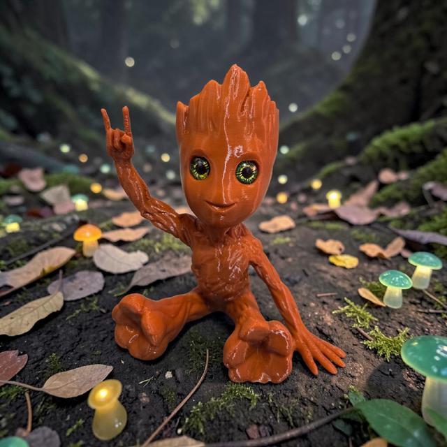 Heavy Metal Groot - 6mm + 8mm glass eye compatible 3D model thumbnail