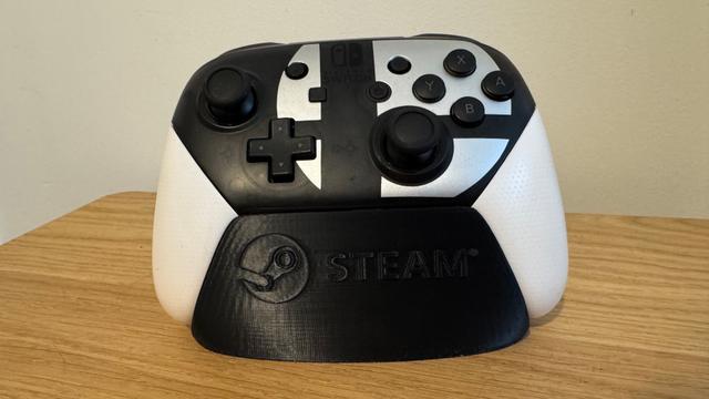 Nintendo Switch Pro Controller Stand | Steam Logo | Anti-Slip Pads | Pro Con Stand 3D model thumbnail